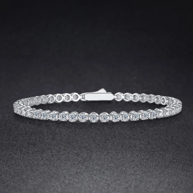 Sparkling Full 0.03ct 2mm D Color Moissanite Tennis Bracelet for Women Girl Fine Jewelry S925 Silver Diamond Link Bracelets