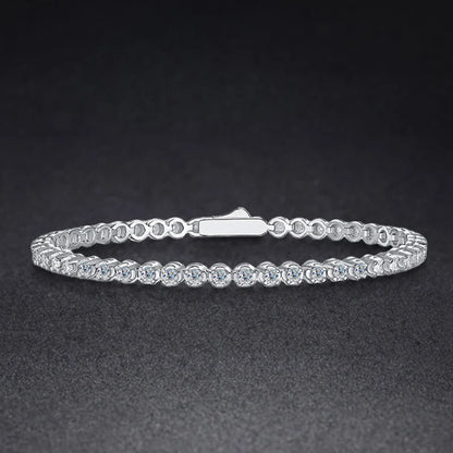 Sparkling Full 0.03ct 2mm D Color Moissanite Tennis Bracelet for Women Girl Fine Jewelry S925 Silver Diamond Link Bracelets