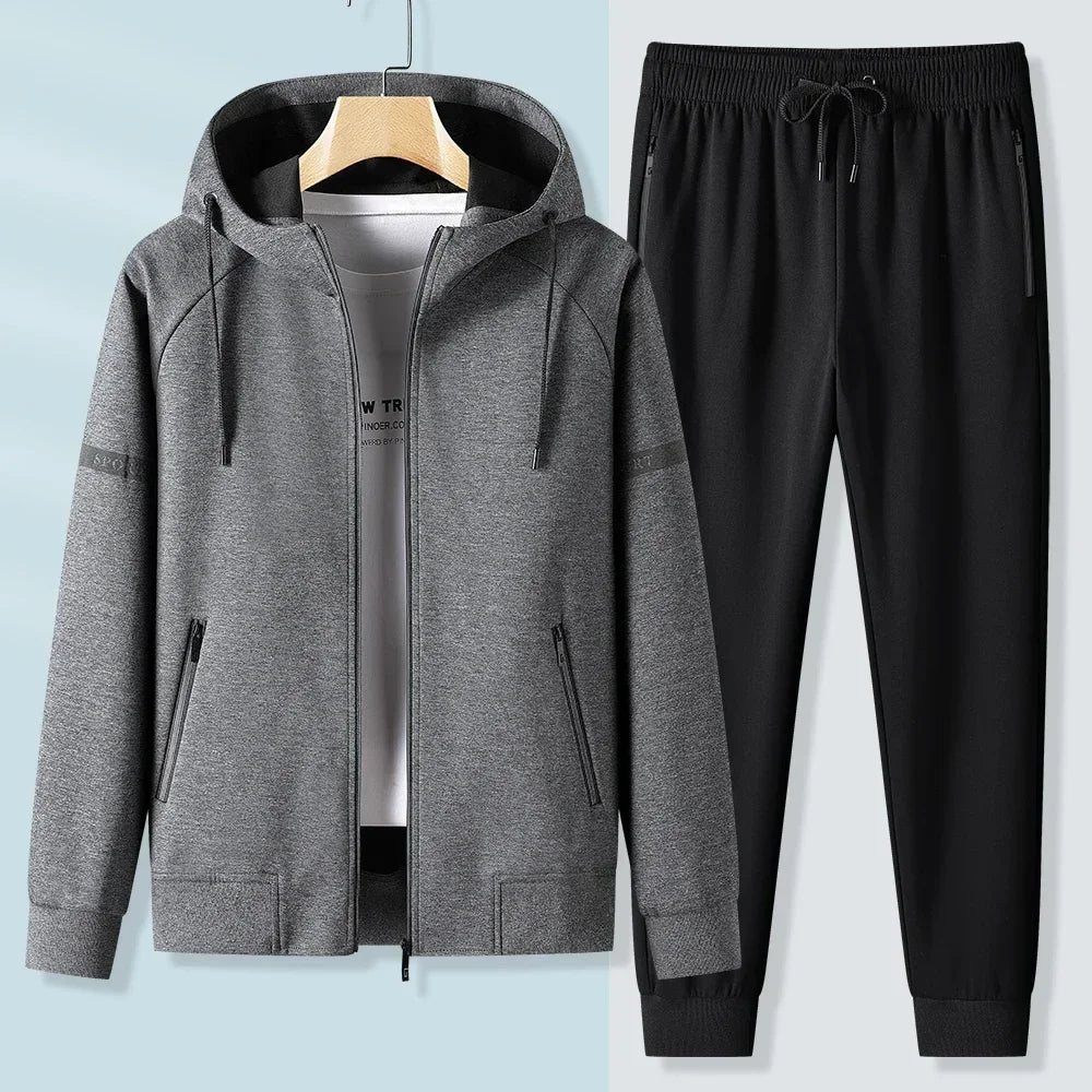 Men Running Sports Tracksuits Hoodies Zipper Outwear Sportwear+Sweatpants Sets Male Workout Sports Outfit Autumn Spring Sets men