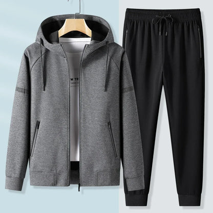 Men Running Sports Tracksuits Hoodies Zipper Outwear Sportwear+Sweatpants Sets Male Workout Sports Outfit Autumn Spring Sets men