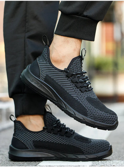 Anti-smash Men Steel Toe Work Shoes Lightweight Breathable Work Sneaker Indestructible Protective Boots Non Slip Work Shoes