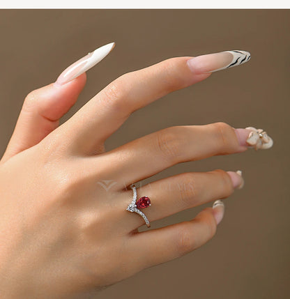 Classic Lab Ruby Rings with Zircon Crown Design Timeless Elegance 925 Sterling Silver Wedding Engagement Ring For Women