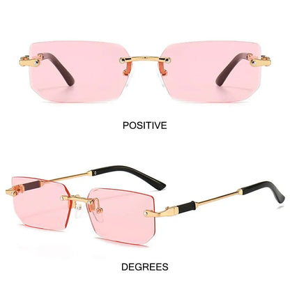 Rimless Rectangle Sunglasses Fashion Y2K Frameless Sun Glasses Shades for Women & Men