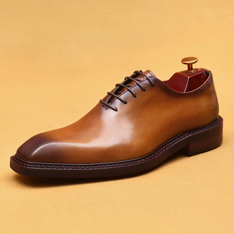 Luxury Brand Mens Oxford Leather Shoes Black Brown Handmade Lace Up Pointed Toe Dress Shoes Wedding Office Business Formal Shoes