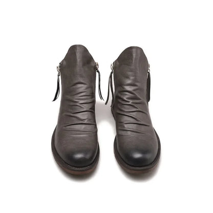 Men's Pu Boots Fashion Chelsea Men's Comfortable High Top Zipper Boots Non-slip Flat  Men's Boots Cowboy