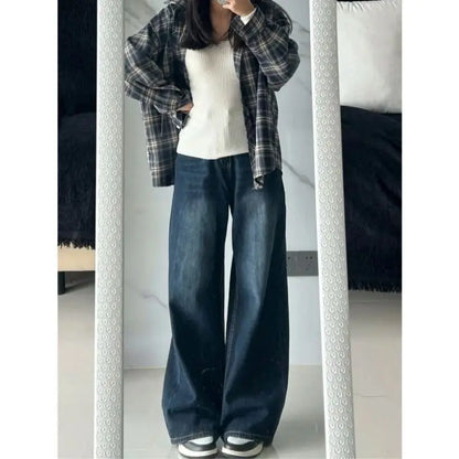 Womens Jeans Baggy Jeans Y2k Retro  Loose Straight Leg Washed Denim High Waist Slimming Comfort Fit Long Pants For Women