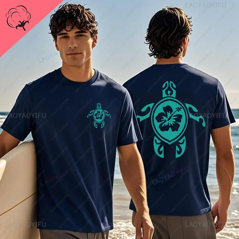 Hawaiian Traditions North Shore Hawaii Surfing Men Women White High Qulaty Cotton T-shirt Comfortable Beach-style Surf Tee Tops