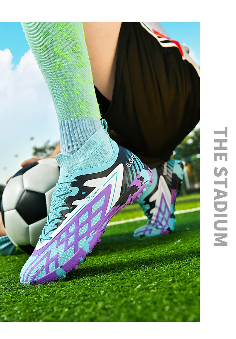 Double star youth football shoes, TF nail grip anti slip, unisex match training specific football shoes