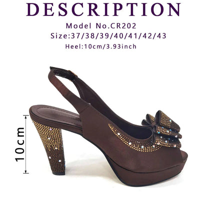Shoes Matching Bag With Applique Mature African Ladies Super High Heels Sandals for Party Fashionable Italian Women