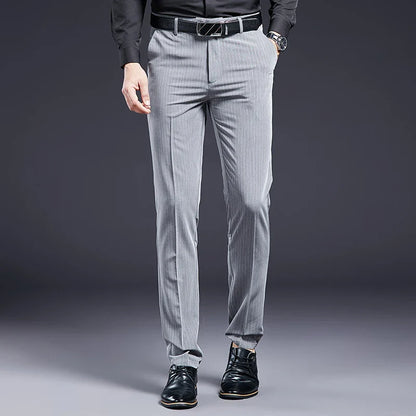 High Quality Men Suit Pants Smart Casual Office Trousers Business Pants For Men Wedding Party Dress Trousers Mens Stripe Pants