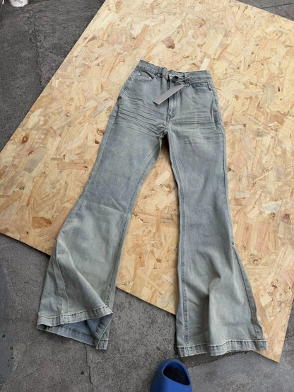 Rick Lavagem Azul Bolso com Zíper Calça Jeans Slim Fit Calças Jeans Algodão Denim Conforto Casual Tamanho P M G GG #B4