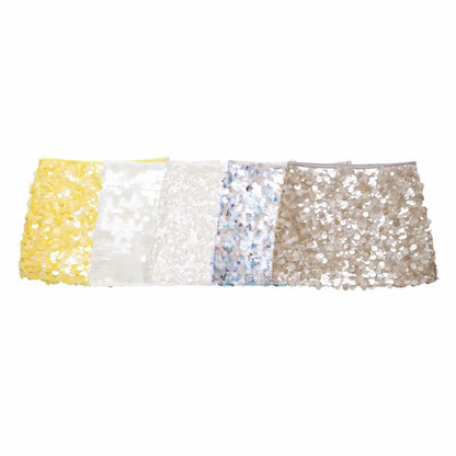 Women Y2K With Sequined Solid A-Line Mini Skirt Side Zipper High Waist Female Chic Lady Casual Skirts