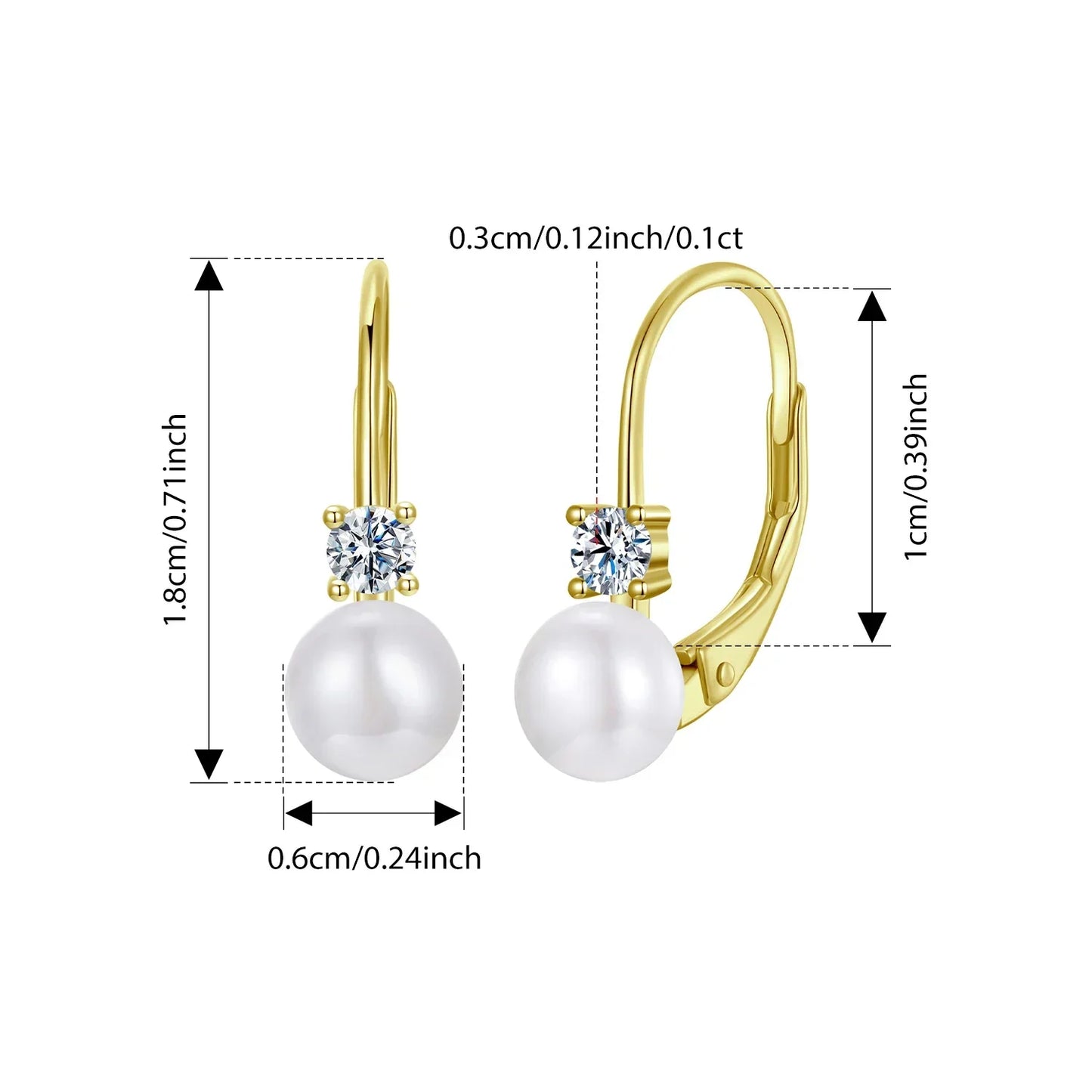 Moissanite Freshwater Pearl Earrings for Women Wedding, Round Cut Lab Diamond 925 Sterling Silver Drop Dangle Ear Buckles