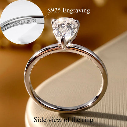 1/2/3/4CT Pear Cut D Color Moissanite Rings/Necklace For Women S925 Silver VVS1 Lab Diamond Waterdrop Pendant Jewely Gift