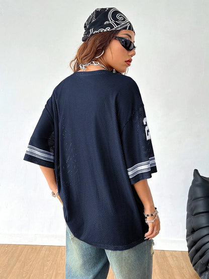 Women Los Angeles jerseys Coolane Summer Drop Shoulder Oversized Football Jersey Tee With Letter Print Couple Same Style