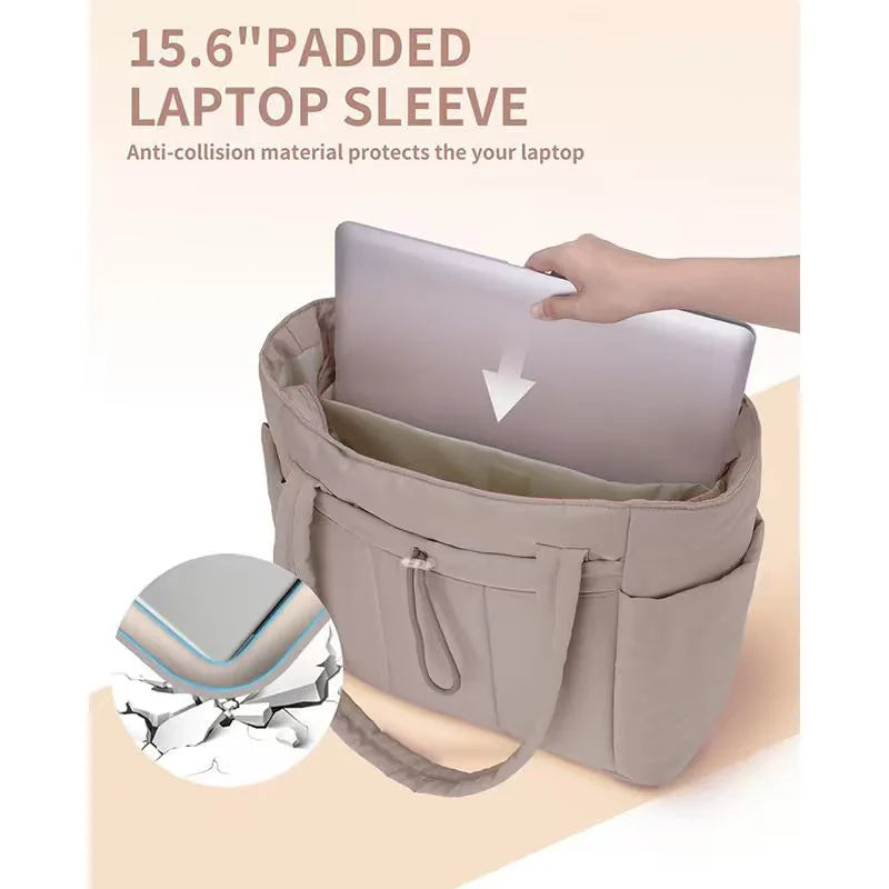 Ladies Lightweight Portable Tote Bag Quilted Travel Bag Casual Shoulder Bag in Black Khaki Colors small tote bags for women