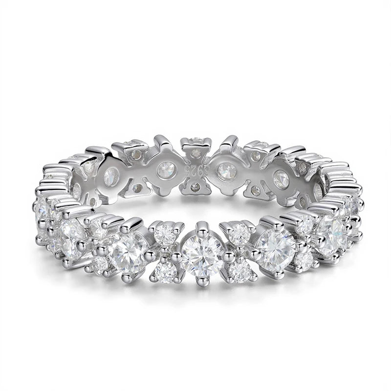 1.56CTTW 100% All Moissanite Wedding Rings for Women Dating Ring Full Eternity Bands S925 Sterling Silver Plated 18k GRA
