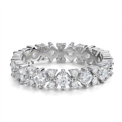 1.56CTTW 100% All Moissanite Wedding Rings for Women Dating Ring Full Eternity Bands S925 Sterling Silver Plated 18k GRA