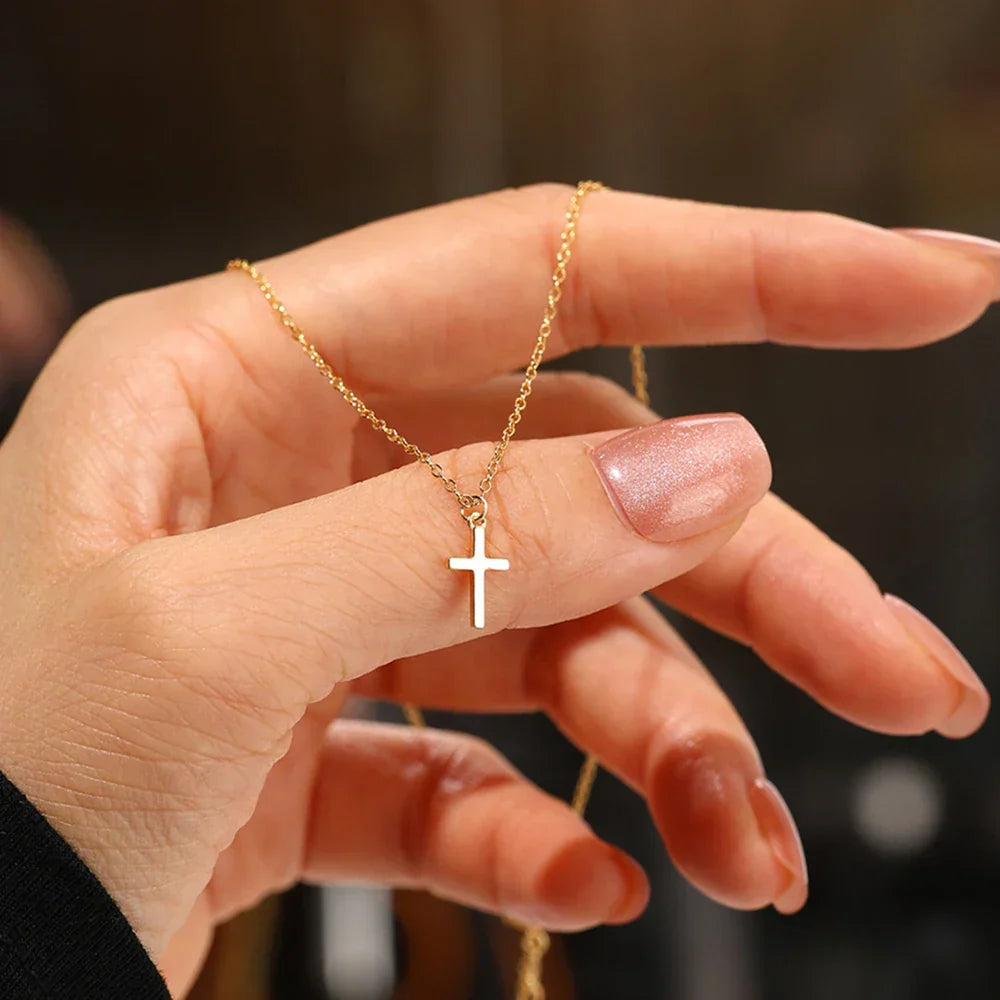 925 Sterling Silver Necklaces Charms for Women Crystal Cross Clavicle Collar Chain Simple Choker Necklace Accessories Gift