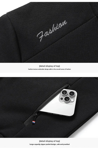 Spring Autumn New Men's Cotton Sports Suit Stand Collar Sweatshirt Middle-Aged And Elderly Casual Stylish Cardigan Loose-Fit 2-P