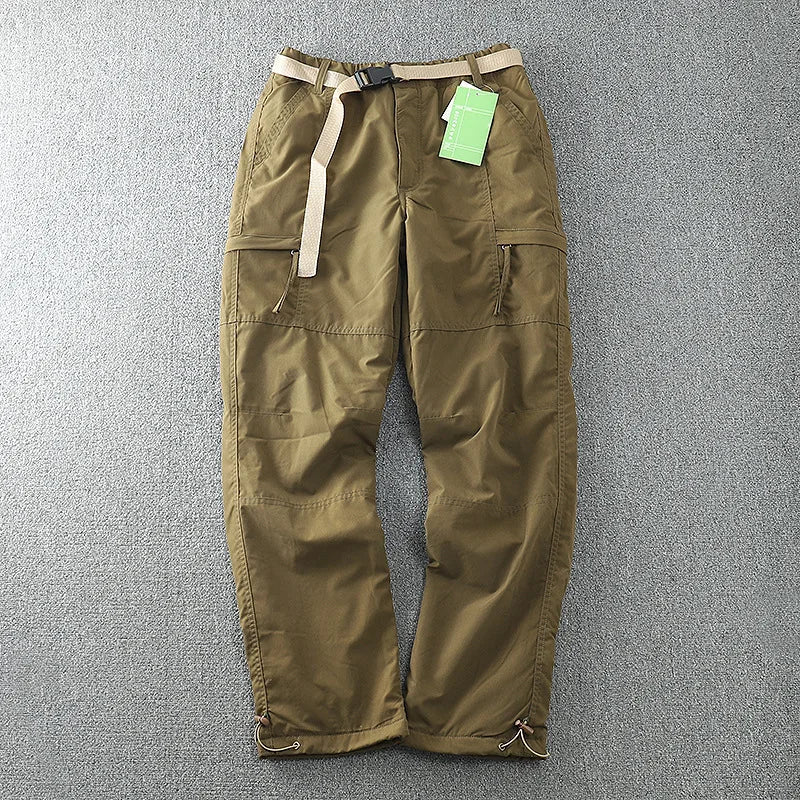 Waterproof Windproof Fleece-Lined Outdoor Pants Men's Straight-Leg Casual Trousers With Multiple Pockets For Winter