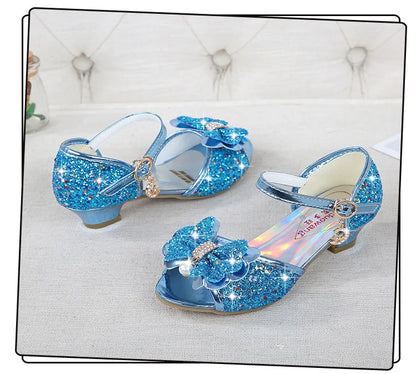 Girls High Heels For Kids Princess Leather Sandals Children Halloween Cosplay Party Wedding Dancing Shoes Fashion Crystal Shoes