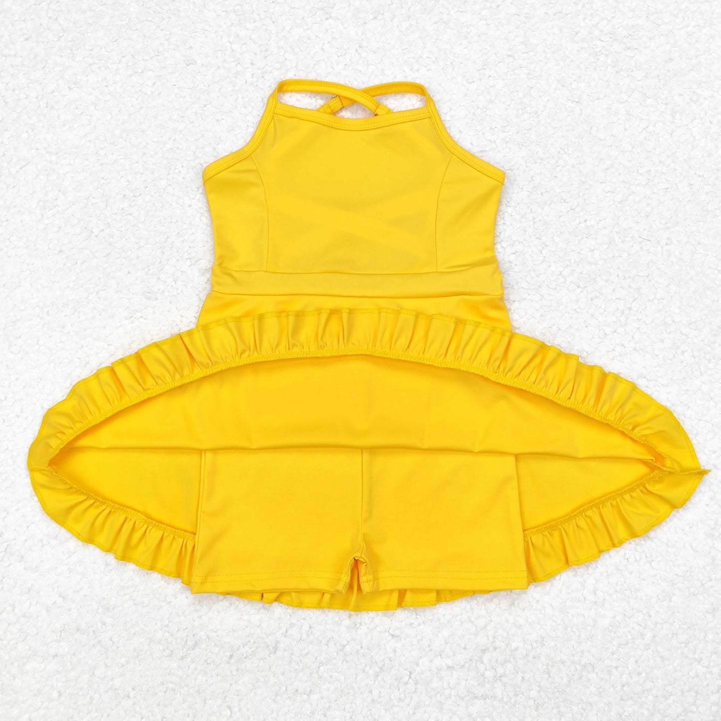 Summer Baby Girl Bows Skorts Toddler Infant Knee Length Dress Kids Children Sleeveless Yoga One Piece Strap Clothes