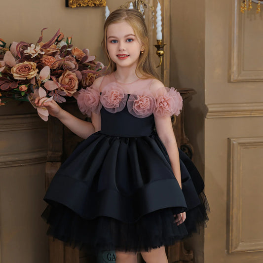 Summer Children's Birthday Party Princess Dress Little Girl Piano Host Costume Flower Girl Wedding Dress Kids Girls Dress