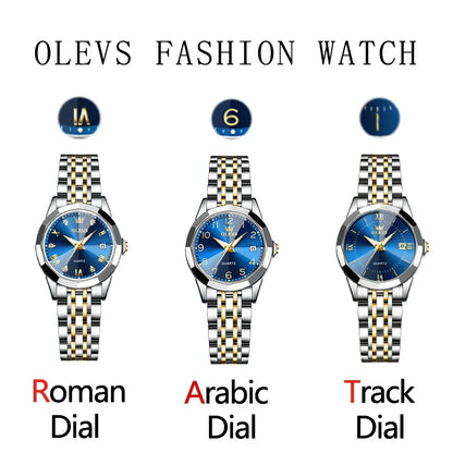 Elegant Fashion Women's Watches Luxury Brand Original Quartz Watch for Ladies Waterproof Stainless Steel Luminous Date