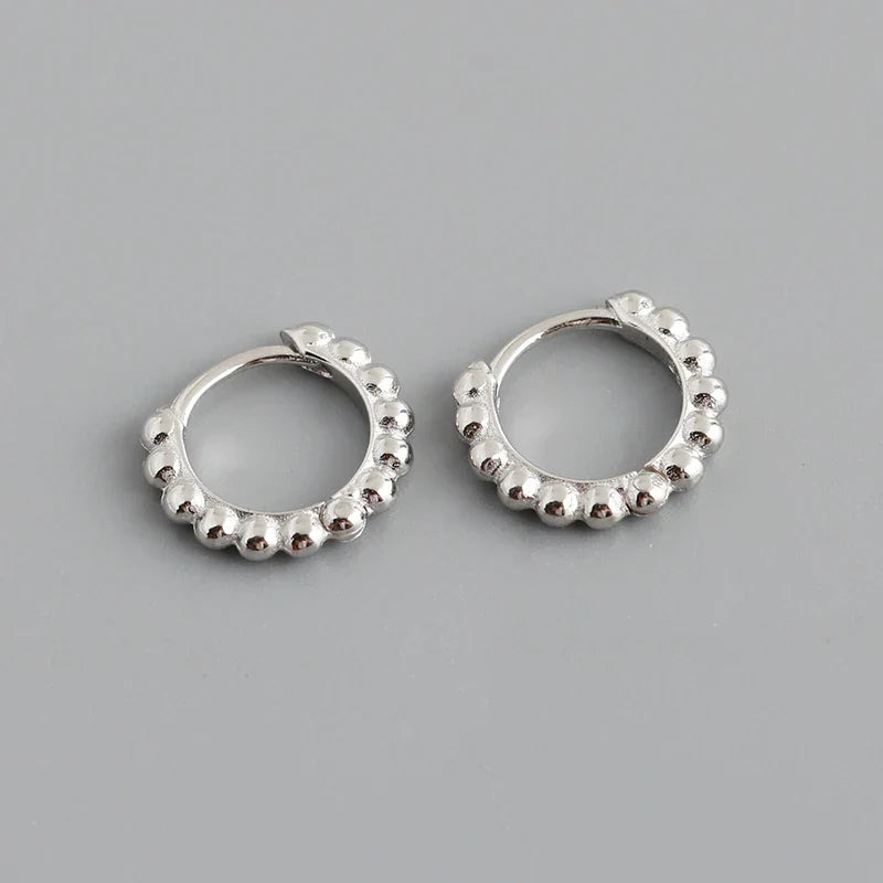 925 Sterling Silver Simple Fashion Glossy Beads Gold Huggies Hoop Earrings for Women Gothic Piercing Jewelry Accessories