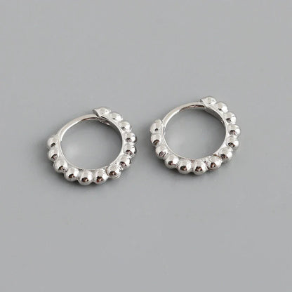925 Sterling Silver Simple Fashion Glossy Beads Gold Huggies Hoop Earrings for Women Gothic Piercing Jewelry Accessories