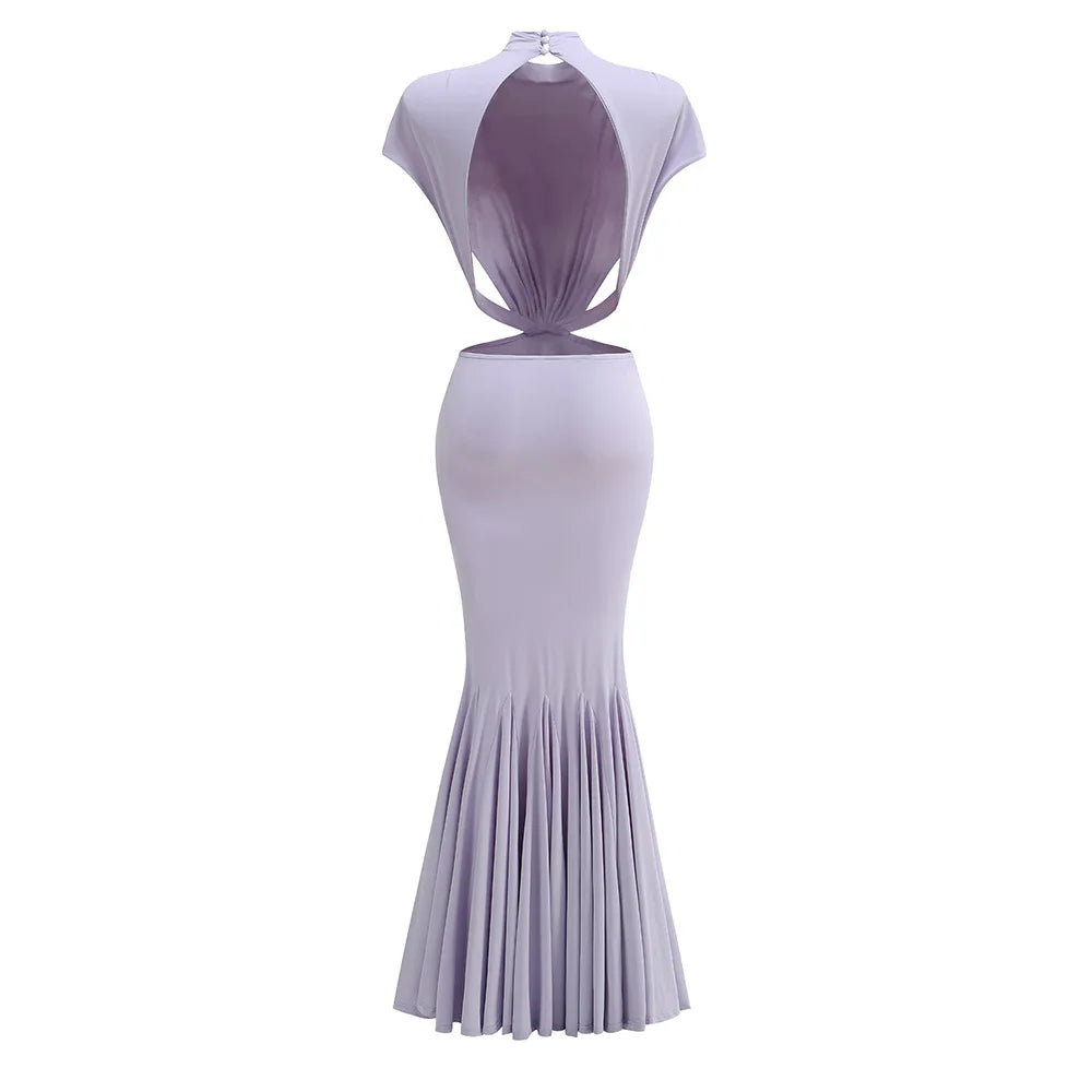 Sexy Elegant Backless Bow Lace Up Maxi Dress Women Sleeveless Hollow Out Party Evening Long Dresses White Purple Robes