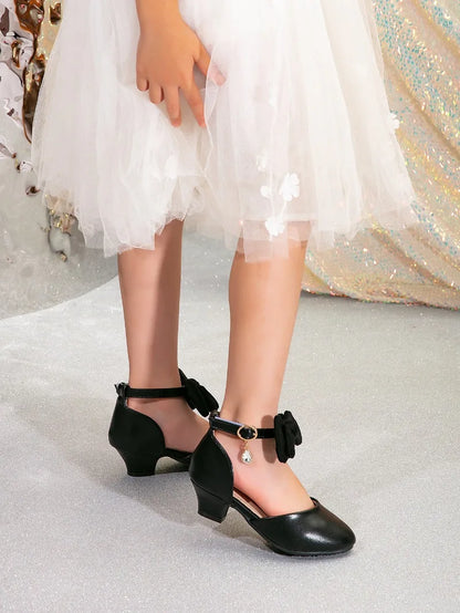 New Children High Heels Ankle-strap Bowknot Girl Princess Dress Sandals Sweet Wedding Party Versatile Kids Fashion Catwalk Shoes