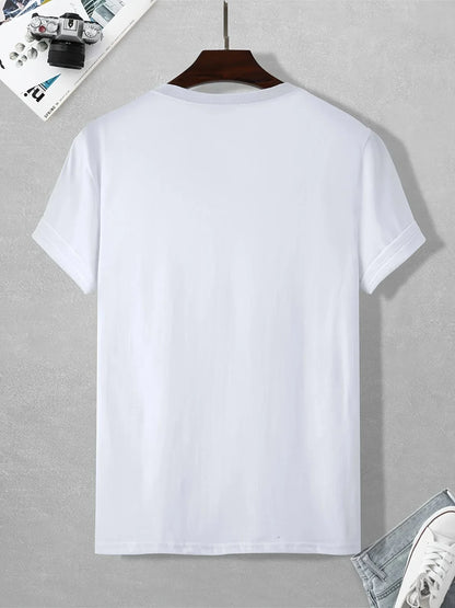 Men's Summer Loose Size 100% Cotton Freedom Graphi Print Casual Slim Fit Round Neck Short Sleeve T-shirt Top
