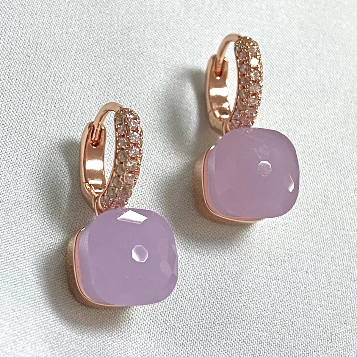 Classic Candy Color Earrings Inlay Transparent Zircon 27Colors Crystal Earrings Rose Gold Plated Fashion Jewelry For Women