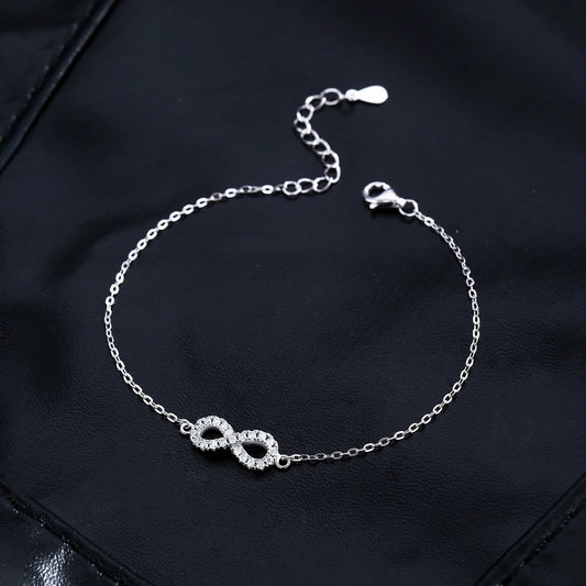 D Color Moissanite Lab Created Diamond Bracelet 925 Sterling Silver Romantic Exquisite Infinity Love For Women Jewelry