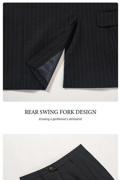 High-quality striped suits for men slim fit luxurious and elegant men's business suit 3-piece set party full men's suit