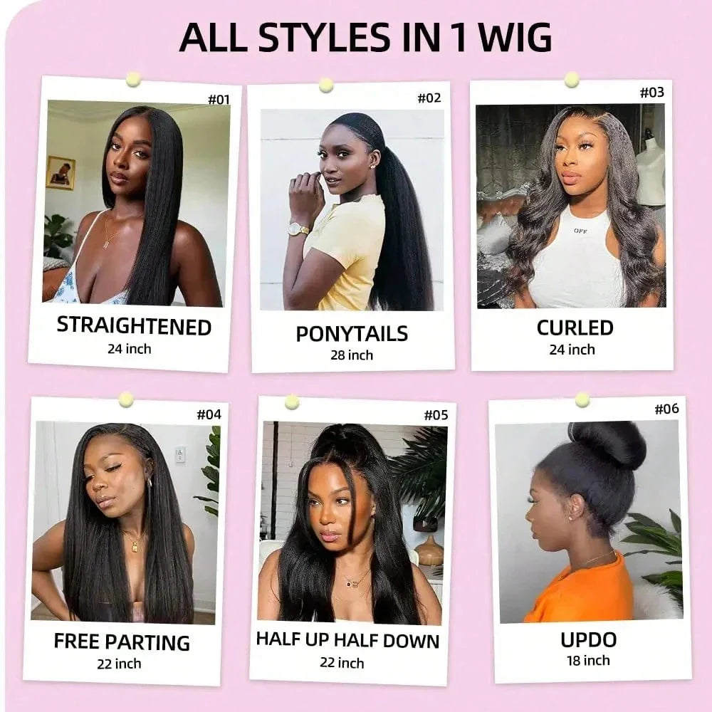 13x4 Straight HD Lace Front Human Hair Wigs kinky Straight 360 Full Lace Frontal Wigs For Women Pre Plucked 250 Density