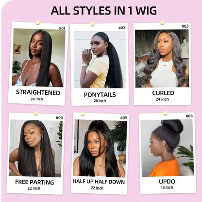 13x4 Straight HD Lace Front Human Hair Wigs kinky Straight 360 Full Lace Frontal Wigs For Women Pre Plucked 250 Density
