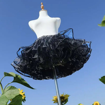 Lolita Boneless Crinoline Petticoat Black Ultra Poof Soft Mesh Short Skirt Flight Heaven Underskirt for Kawaii Style 25-45cm