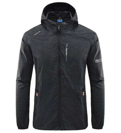Men's UPF 50+ UV Protection Windbreaker Quick Dry Jacket Outdoor Sun-Protective Thin Hiking Fishing Cycling Hooded Sport Light