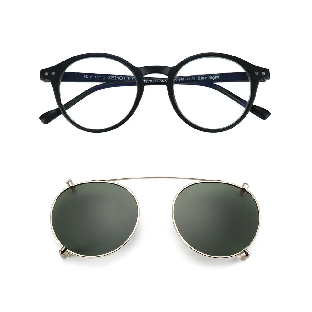 Steampunk Style Glasses (Anti Blue Light Blocking Eyewear) + Clip Lenses