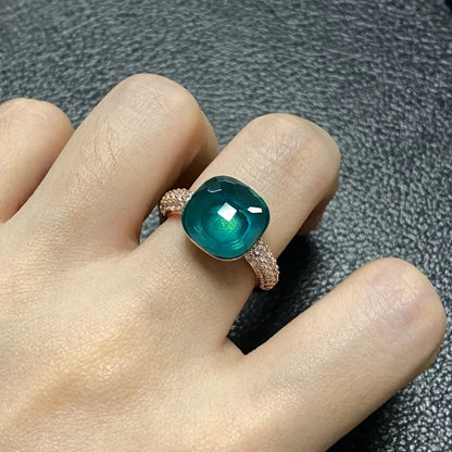 Original Design Pink Crystal Zircon Ring Candy Style Flat Ring for Women Wedding Party Fashion Jewelry Gift
