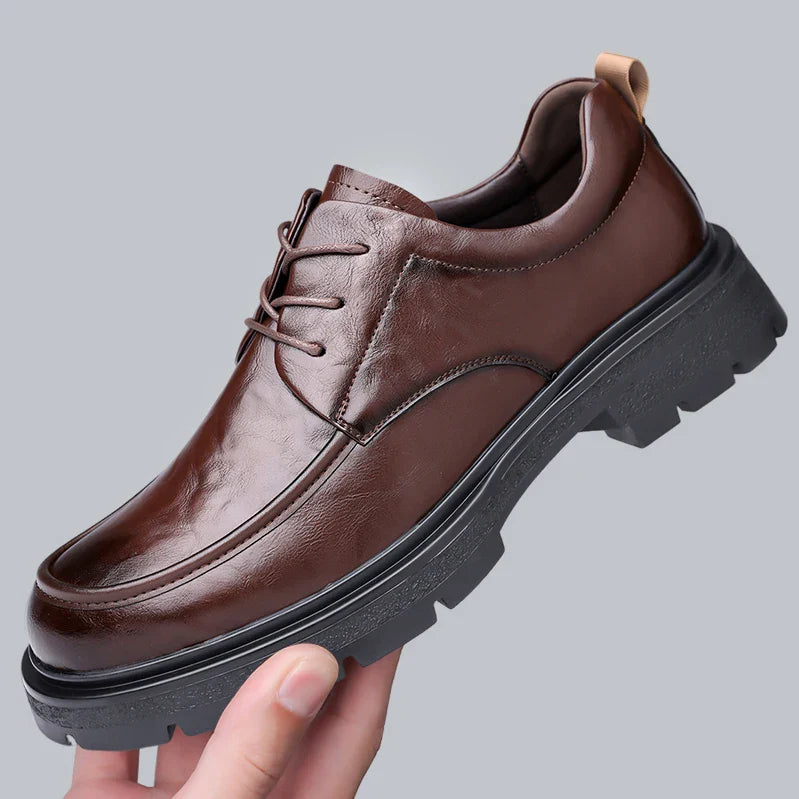 Men's Comfortable Genuine Leather British Thick-soled Business Leather Shoes for Spring 2025, New Lace-up Oxford Shoes