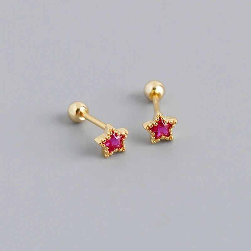 925 Sterling Silver Fashion Korean Petal Screw Bead Stud Earrings for Women Charm Ear Bone Piercing Jewelry Accessories