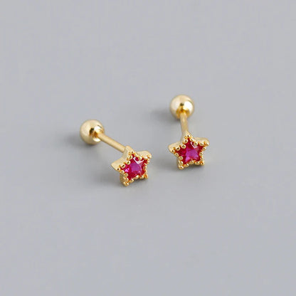 925 Sterling Silver Fashion Korean Petal Screw Bead Stud Earrings for Women Charm Ear Bone Piercing Jewelry Accessories