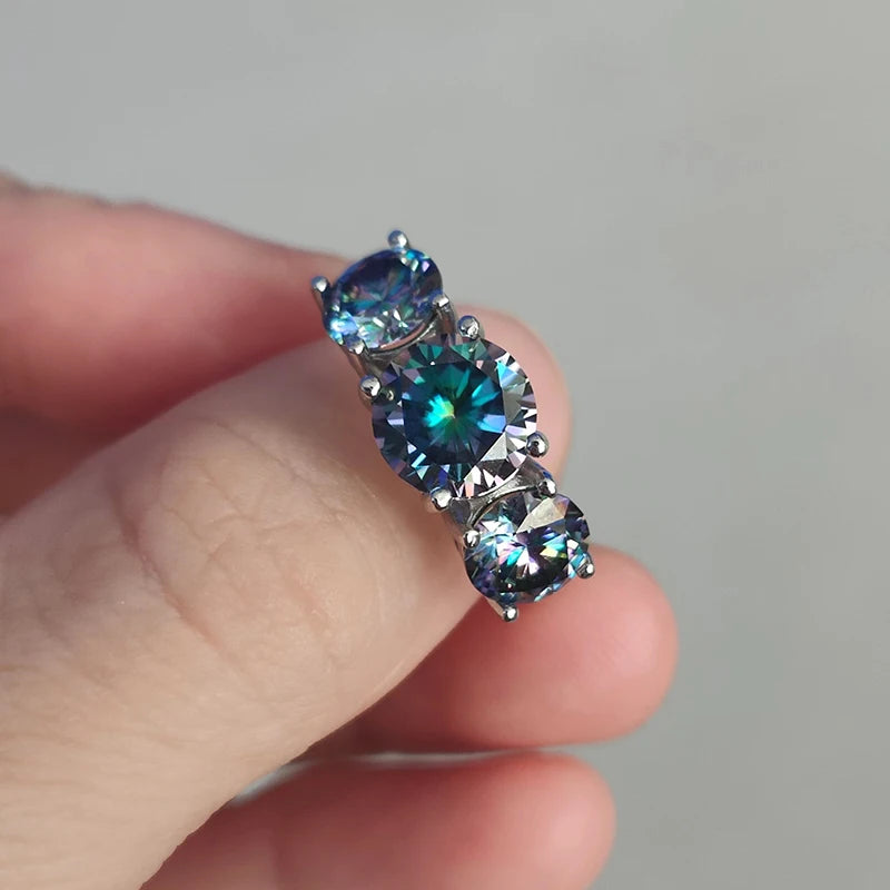 White Gold 4/2CT Moissanite Ring for Women Sparkling Lab Grown Diamond Wedding Band S925 Solid Silver Jewelry Wholesale