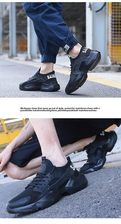 New Men's Summer Safety Work Shoes - Lightweight Soft Breathable Steel Toe Anti-Smash Anti-Puncture Footwear