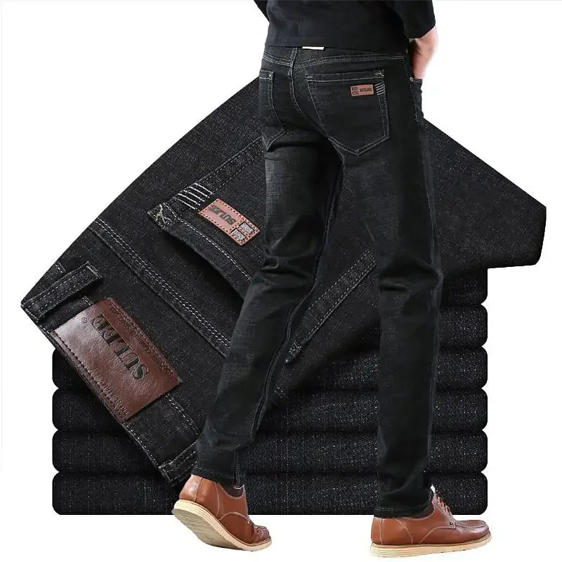 2025 Men's Casual Thin And Lightweight  Skinny Jeans Trousers Tight Pants Solid Colors