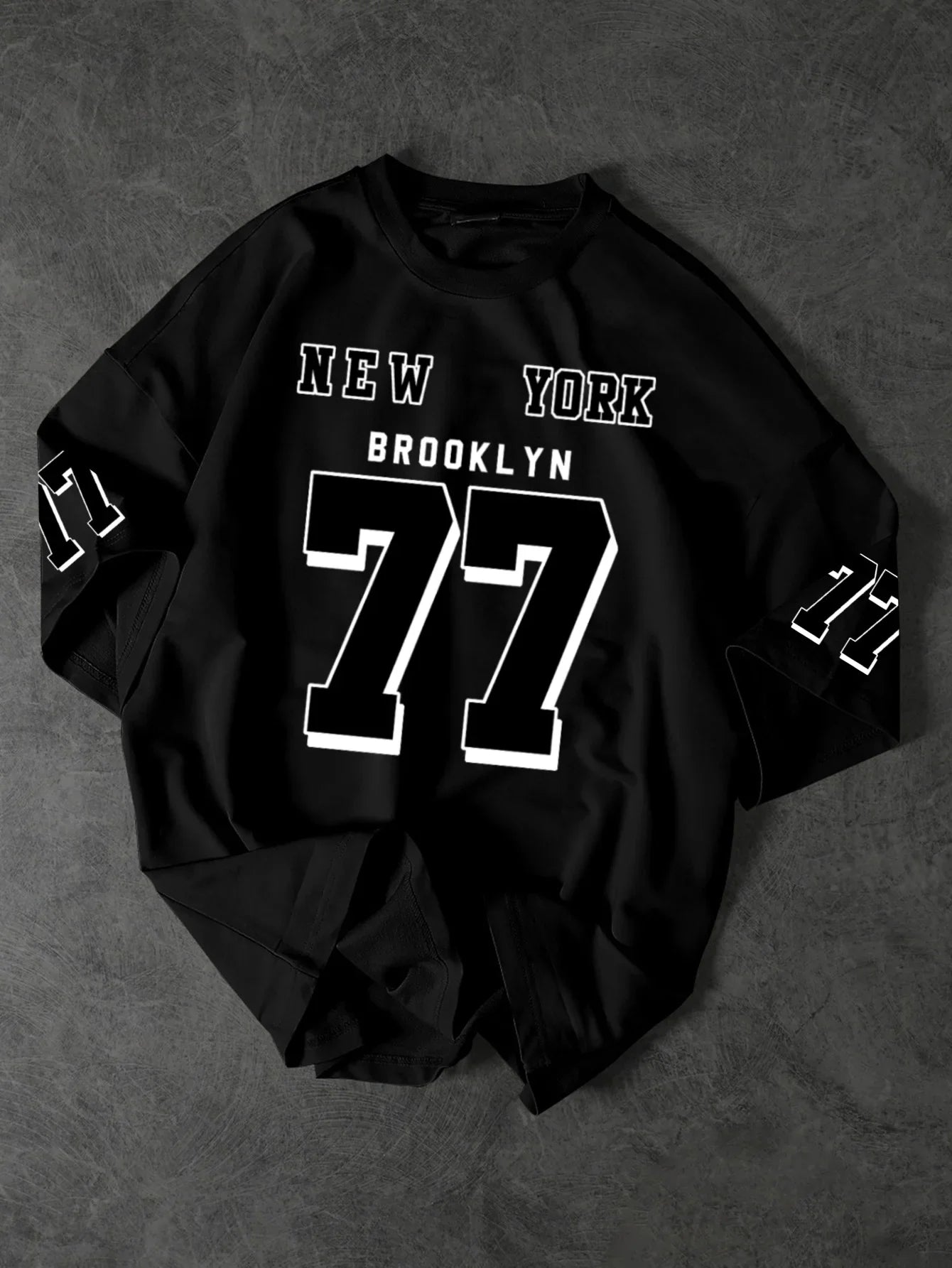Men's Streetwear T-Shirt New York Brooklyn 77 Graphic Print Crew Neck Short Sleeve Polyester Tops With Sleeve Detail S-XXL